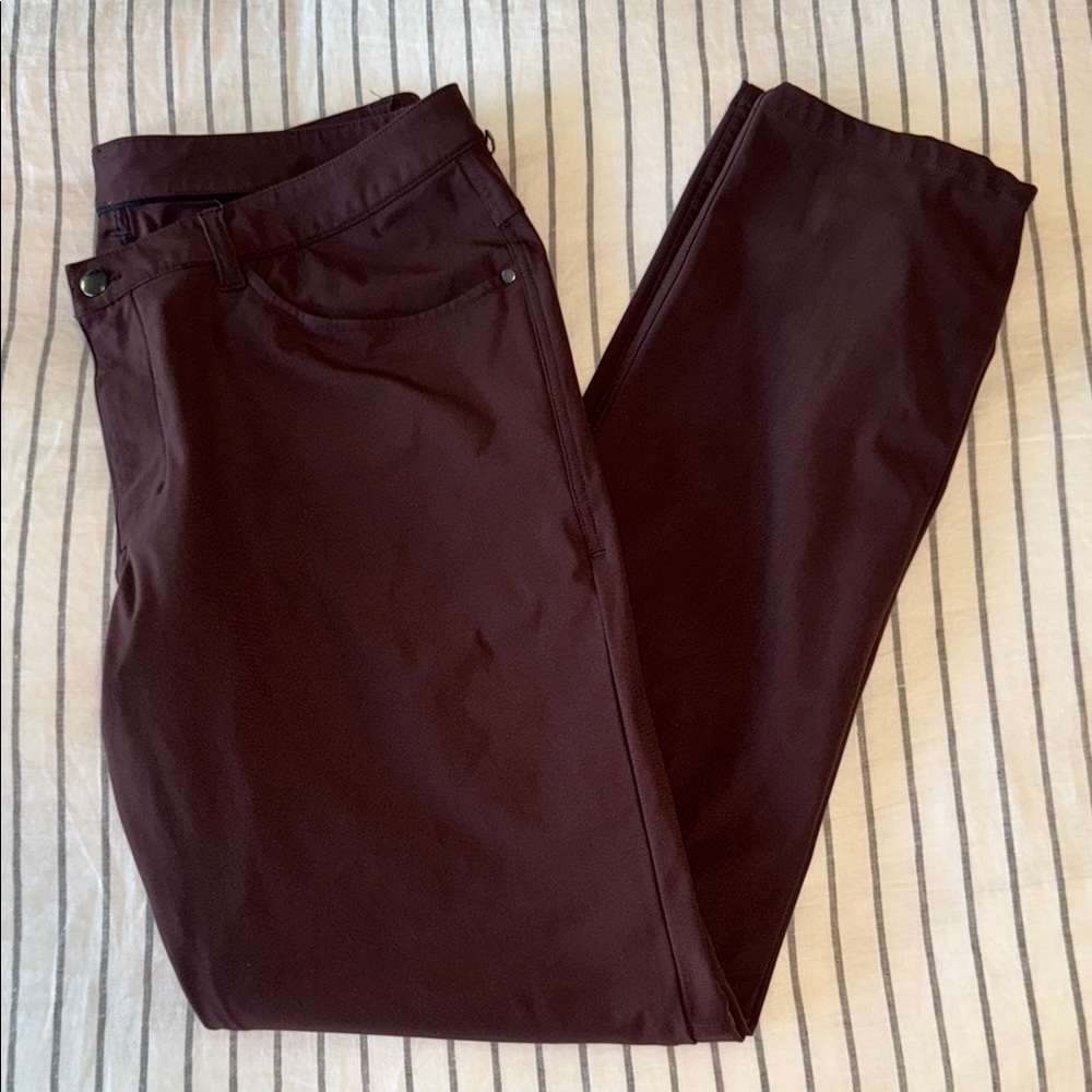 Lululemon ABC pants in oxblood, 36 waist 32 length